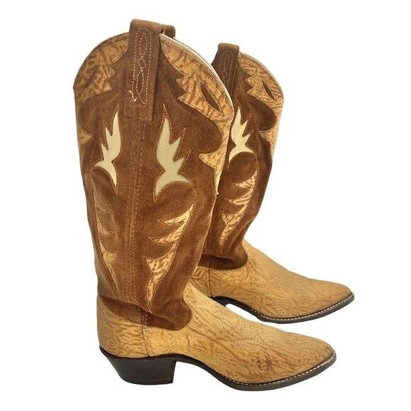 Dan Post Women's 6M Tan Leather Suede Pull On Western Cowboy Boots P2131 - Picture 1 of 10